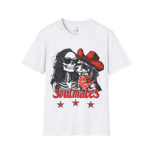 "Smooth Soulmates" Smooth-Haired Dachshund Halloween Unisex Softstyle T-Shirt