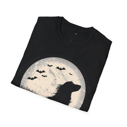 "Moon Glow" Long-Haired Dachshund Halloween Unisex Softstyle T-Shirt