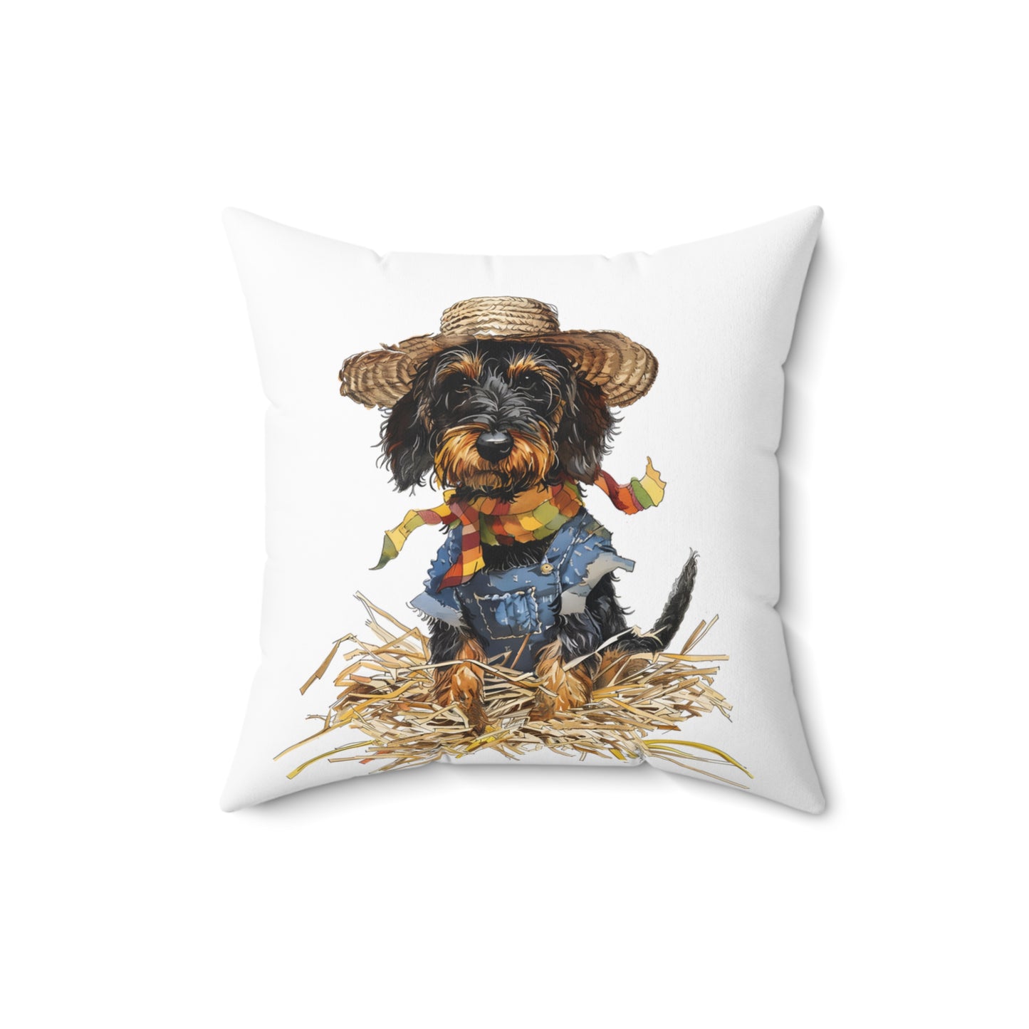 #20 Autumn Inspired Wire-Haired Dachshund Throw Pillow