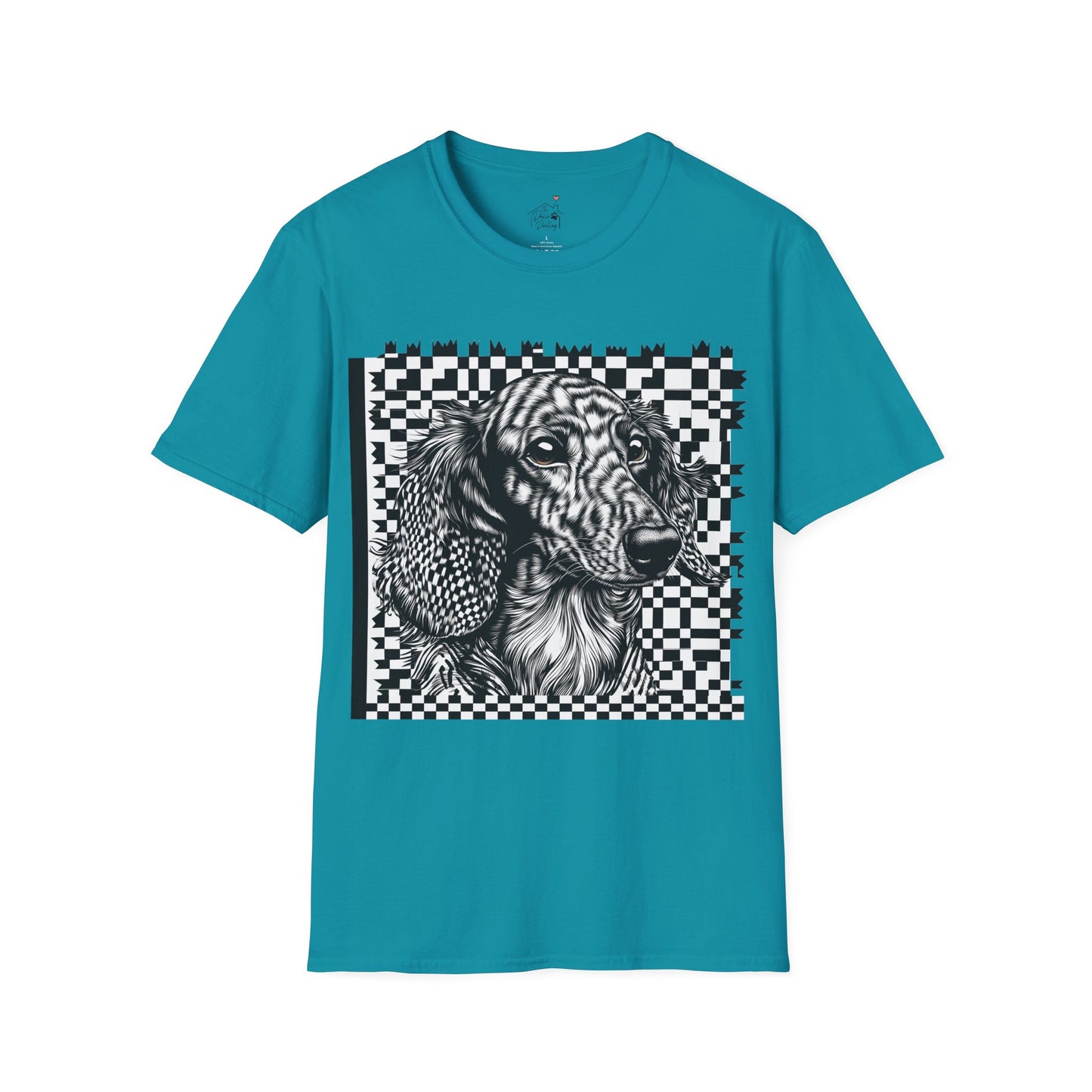 "Long Checked" Long-Haired Dachshund Unisex Softstyle T-Shirt