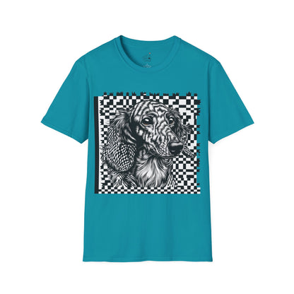 "Long Checked" Long-Haired Dachshund Unisex Softstyle T-Shirt