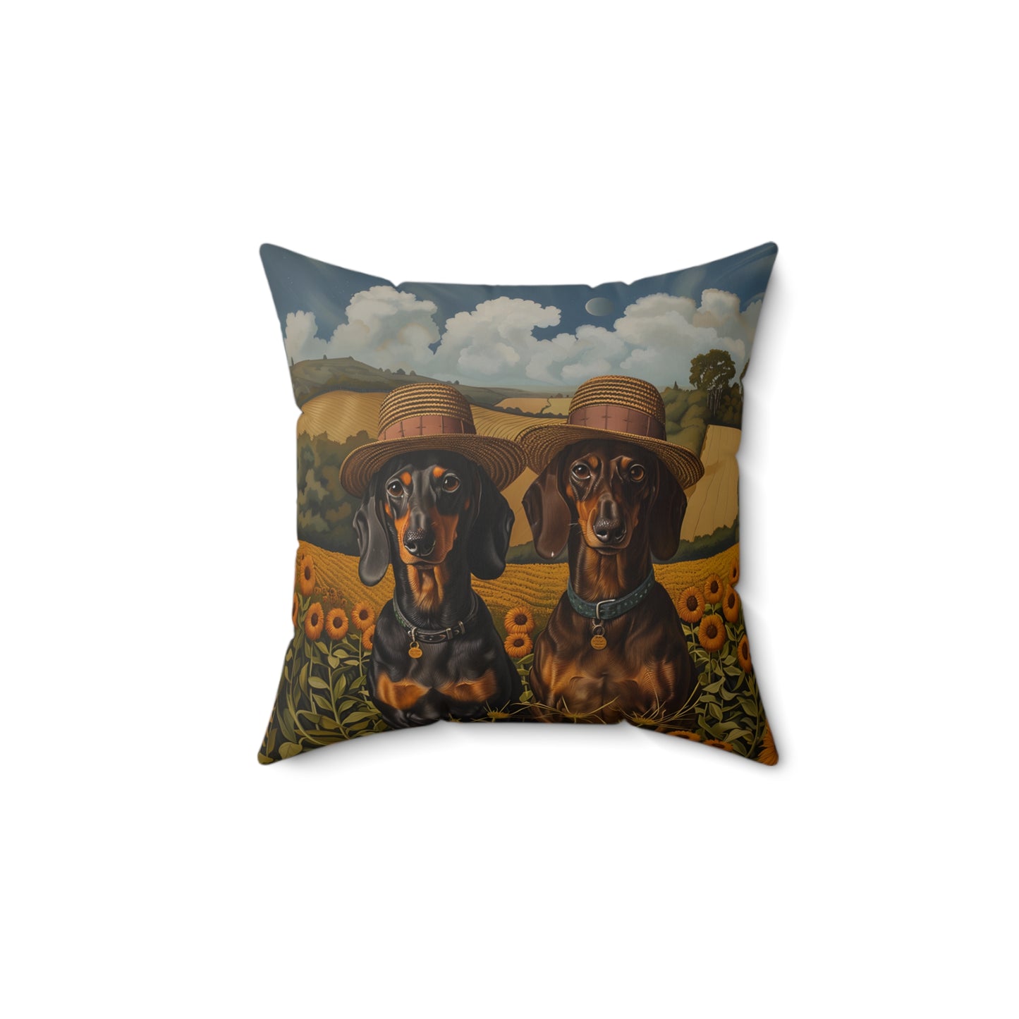 #3 Autumn Inspired Black & Tan Smooth-Haired Dachshund Throw Pillow