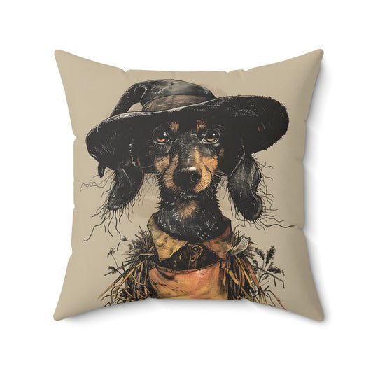 #8 Autumn Inspired Black & Tan Smooth-Haired Dachshund Throw Pillow