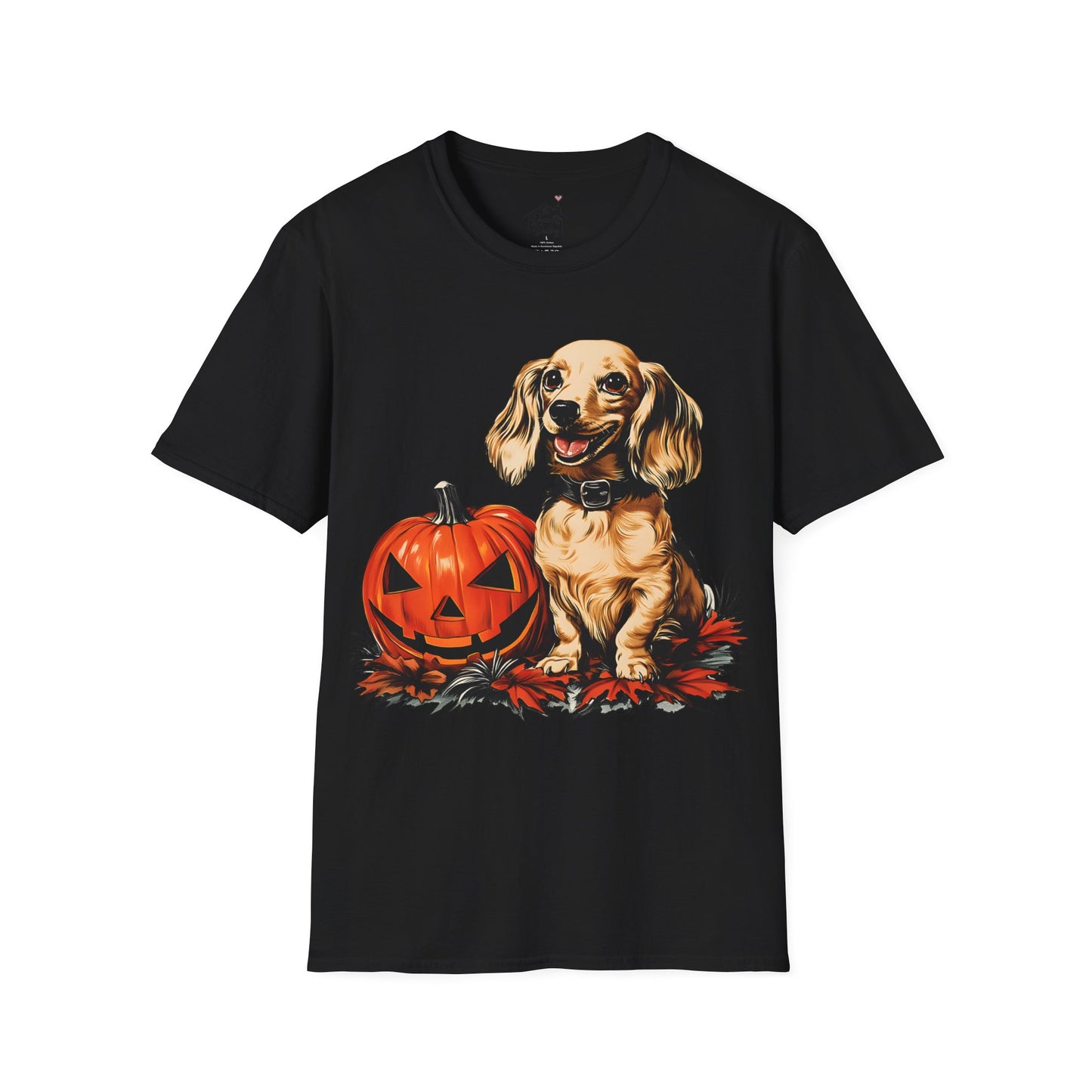 "Shiny" Cream-Colored Long-Haired Dachshund Halloween Unisex Softstyle T-Shirt