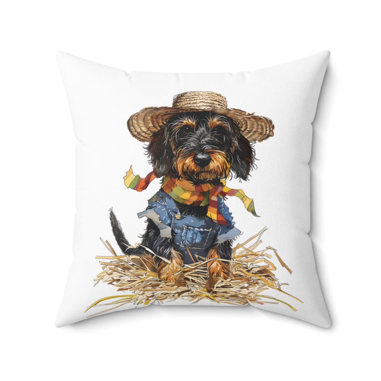 #20 Autumn Inspired Wire-Haired Dachshund Throw Pillow