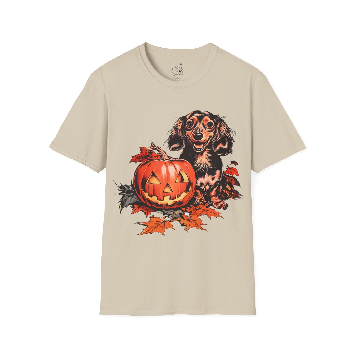 "Chocolate" Long-Haired Dachshund Halloween Unisex Softstyle T-Shirt