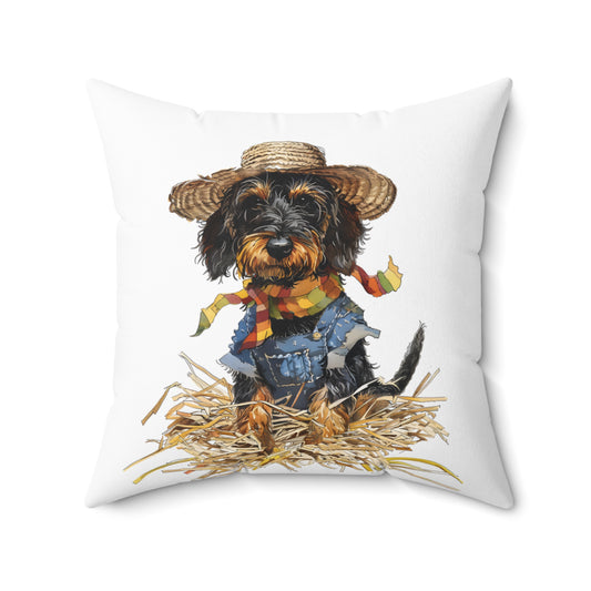 #20 Autumn Inspired Wire-Haired Dachshund Throw Pillow