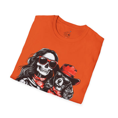 "Long-Time Soulmates" Long-Haired Dachshund Halloween Unisex Softstyle T-Shirt