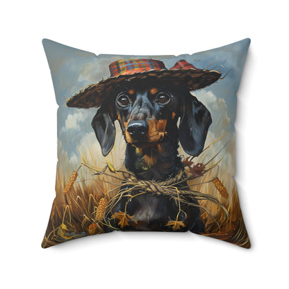 #10 Autumn Inspired Black & Tan Smooth-Haired Dachshund Throw Pillow