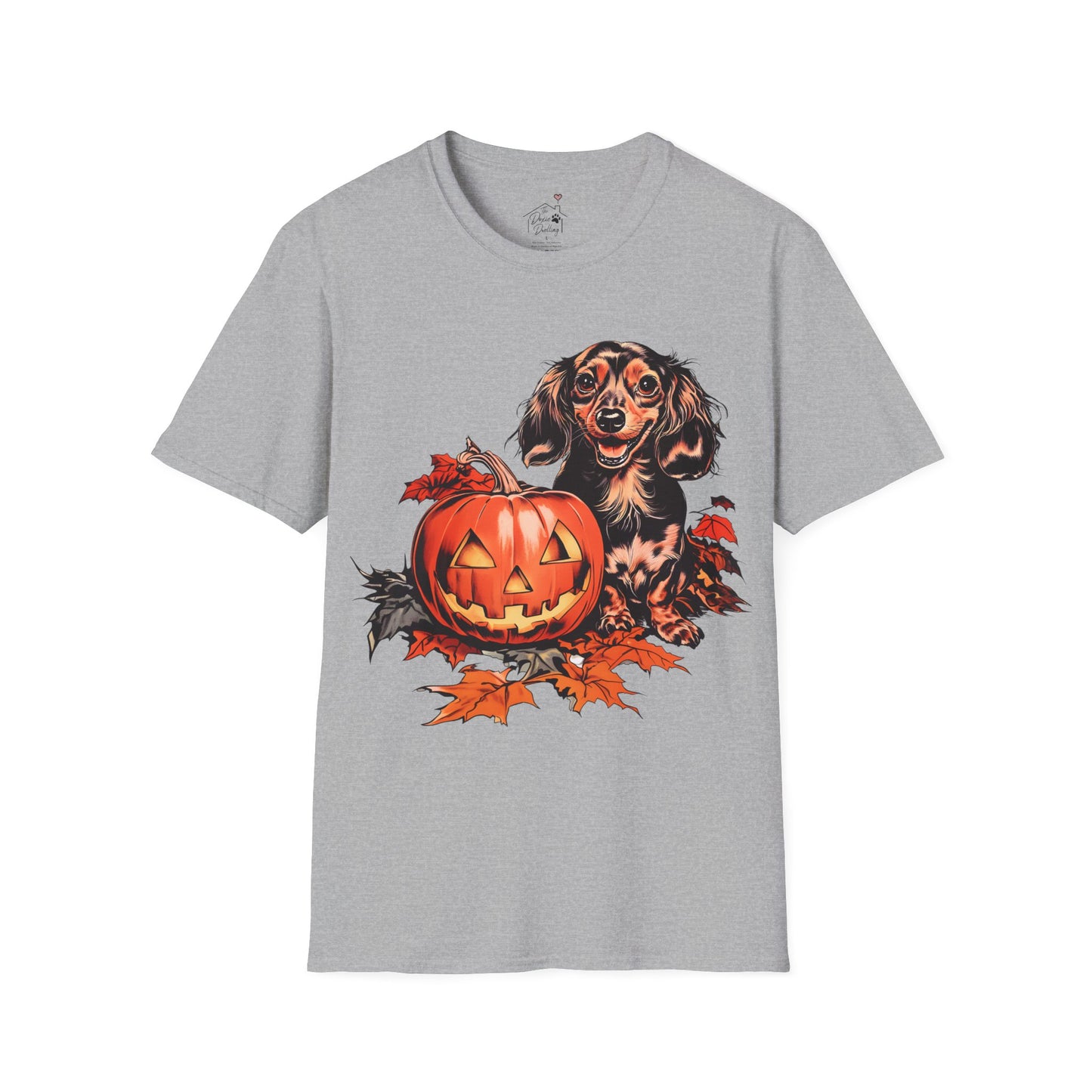 "Chocolate" Long-Haired Dachshund Halloween Unisex Softstyle T-Shirt