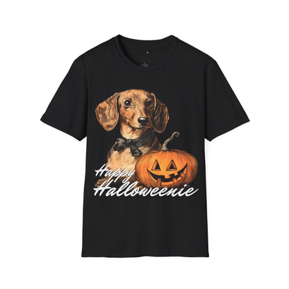 "Bowtie" Tan Smooth-Haired Dachshund Halloween Unisex Softstyle T-Shirt