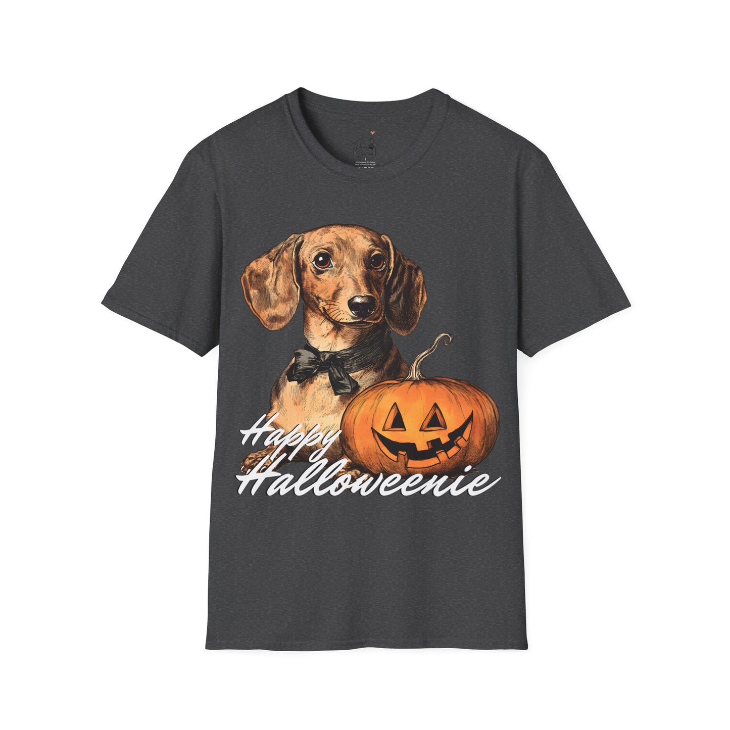 "Bowtie" Tan Smooth-Haired Dachshund Halloween Unisex Softstyle T-Shirt