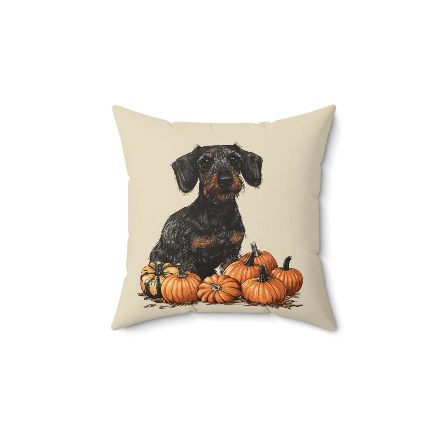 #21 Autumn Inspired Wire-Haired Dachshund Throw Pillow