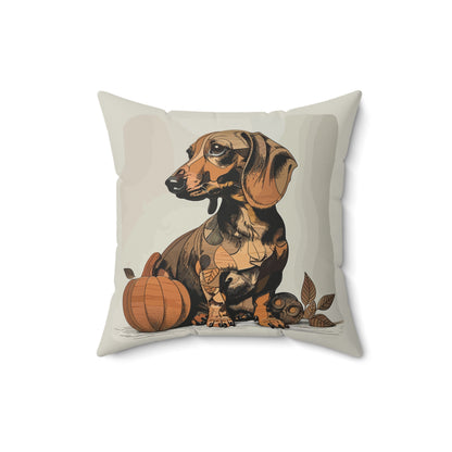 #4 Autumn Inspired Tan Smooth-Haired Dachshund Throw Pillow