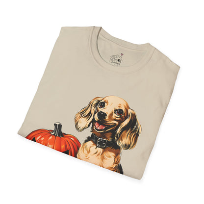 "Shiny" Cream-Colored Long-Haired Dachshund Halloween Unisex Softstyle T-Shirt