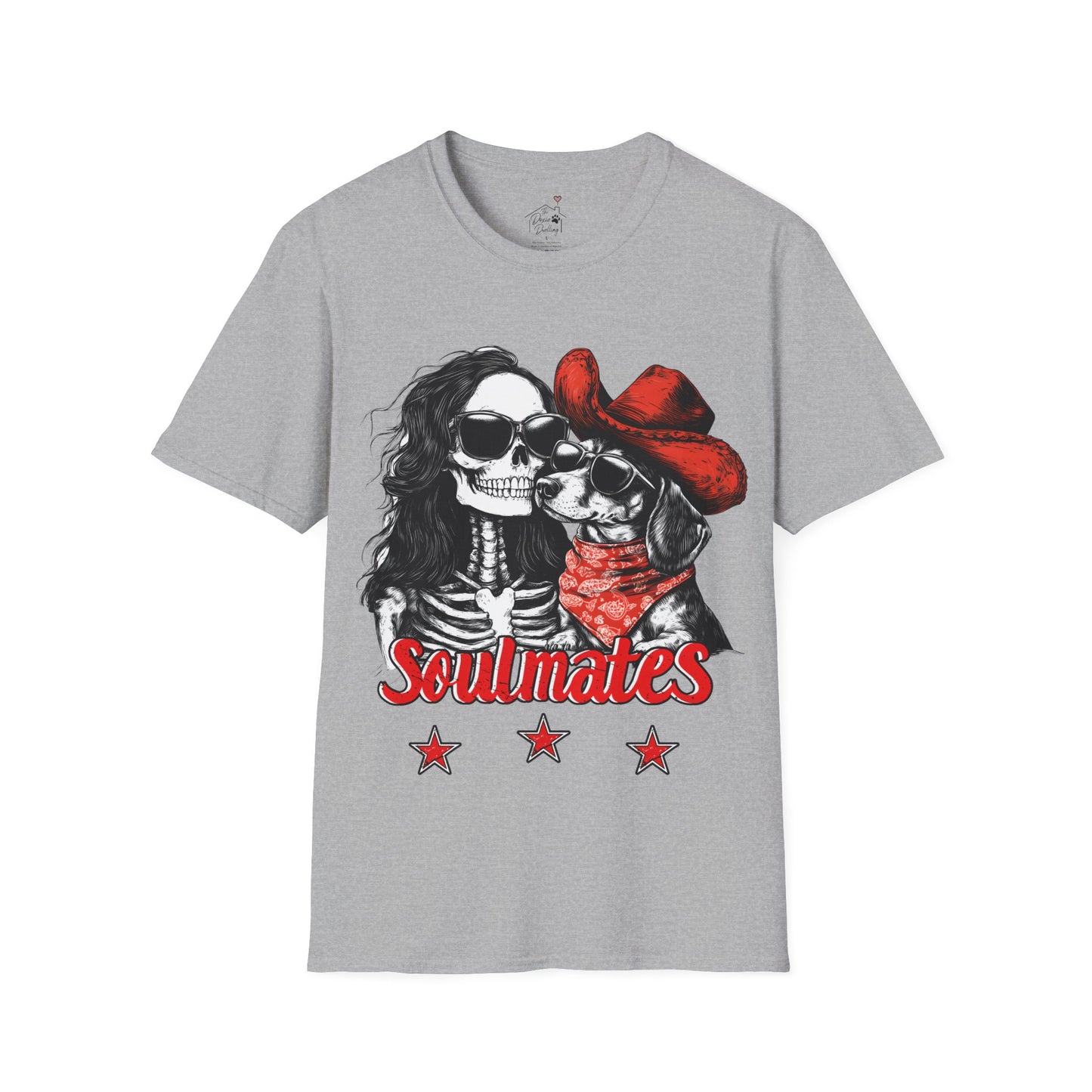 "Smooth Soulmates" Smooth-Haired Dachshund Halloween Unisex Softstyle T-Shirt