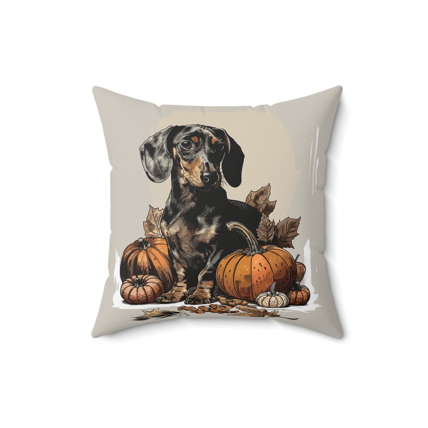 #5 Autumn Inspired Black & Tan Smooth-Haired Dachshund Throw Pillow