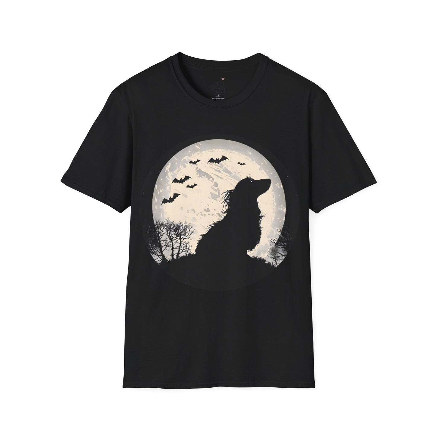 "Moon Glow" Long-Haired Dachshund Halloween Unisex Softstyle T-Shirt