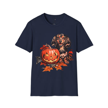 "Chocolate" Long-Haired Dachshund Halloween Unisex Softstyle T-Shirt