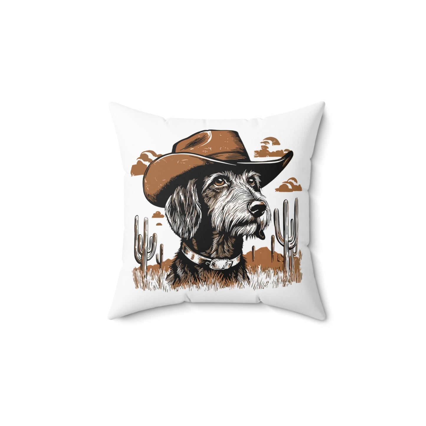 "Wired West" Wire-Haired Dachshund Square Throw Pillow
