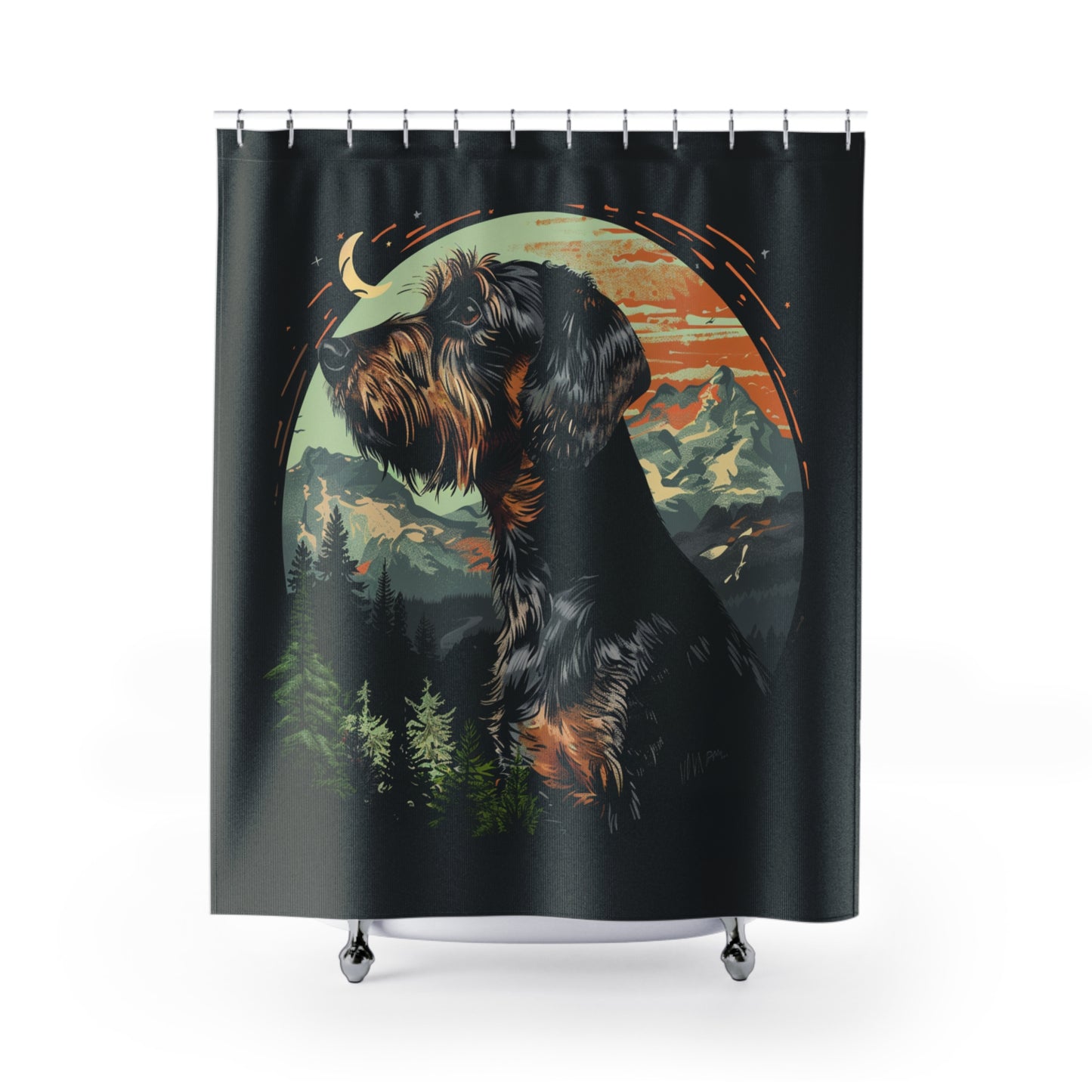 "Howl" Wire-Haired Dachshund Nature Shower Curtain