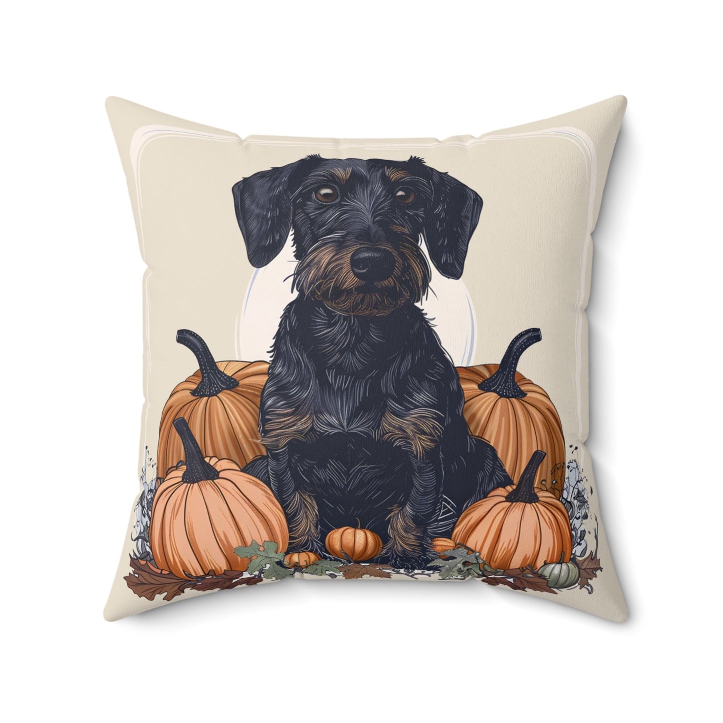 #22 Autumn Inspired Wire-Haired Dachshund Throw Pillow