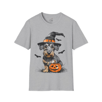 "Pumpkin Pie" Wire-Haired Dachshund Halloween Unisex Softstyle T-Shirt