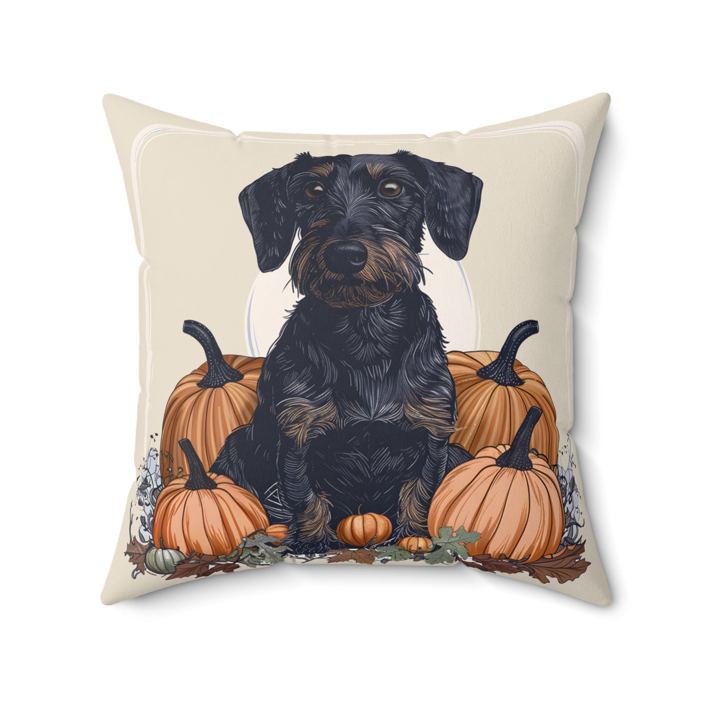 #22 Autumn Inspired Wire-Haired Dachshund Throw Pillow