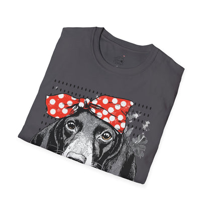 "Rosie" Black & Tan Smooth-Haired Dachshund Unisex Softstyle T-Shirt