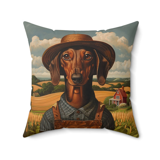 #2 Autumn Inspired Tan Smooth-Haired Dachshund Throw Pillow