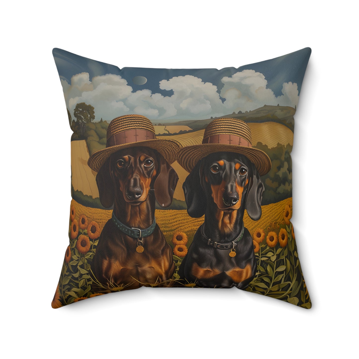 #3 Autumn Inspired Black & Tan Smooth-Haired Dachshund Throw Pillow