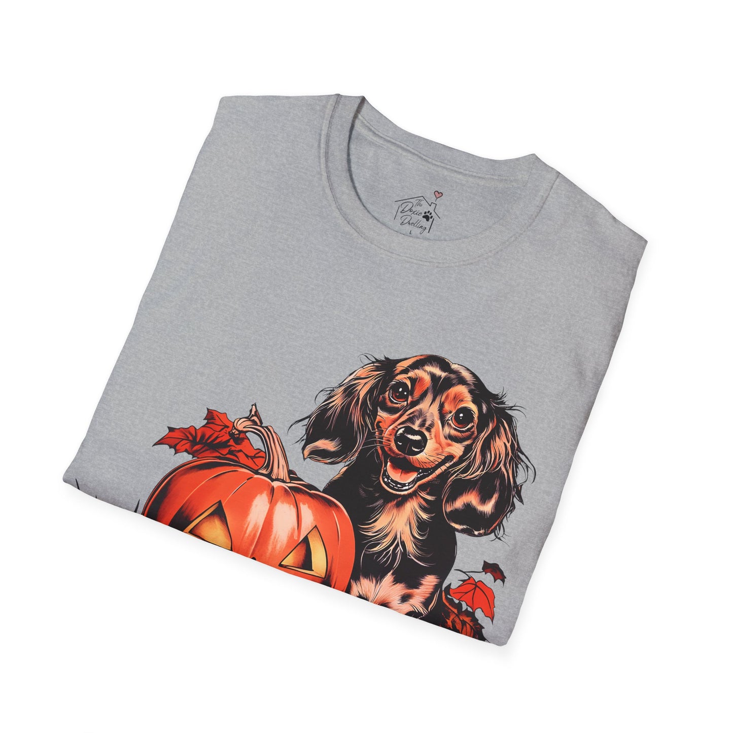 "Chocolate" Long-Haired Dachshund Halloween Unisex Softstyle T-Shirt