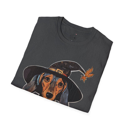 "All Dressed Up" Smooth-Haired Dachshund Halloween Unisex Softstyle T-Shirt