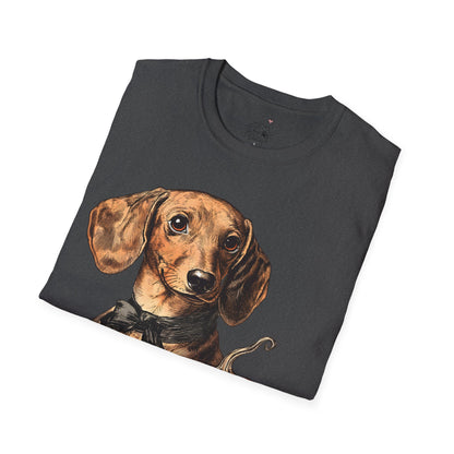 "Bowtie" Tan Smooth-Haired Dachshund Halloween Unisex Softstyle T-Shirt