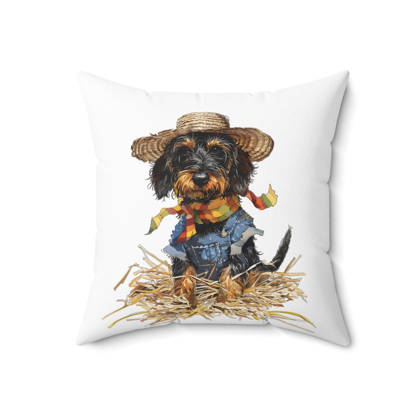 #20 Autumn Inspired Wire-Haired Dachshund Throw Pillow