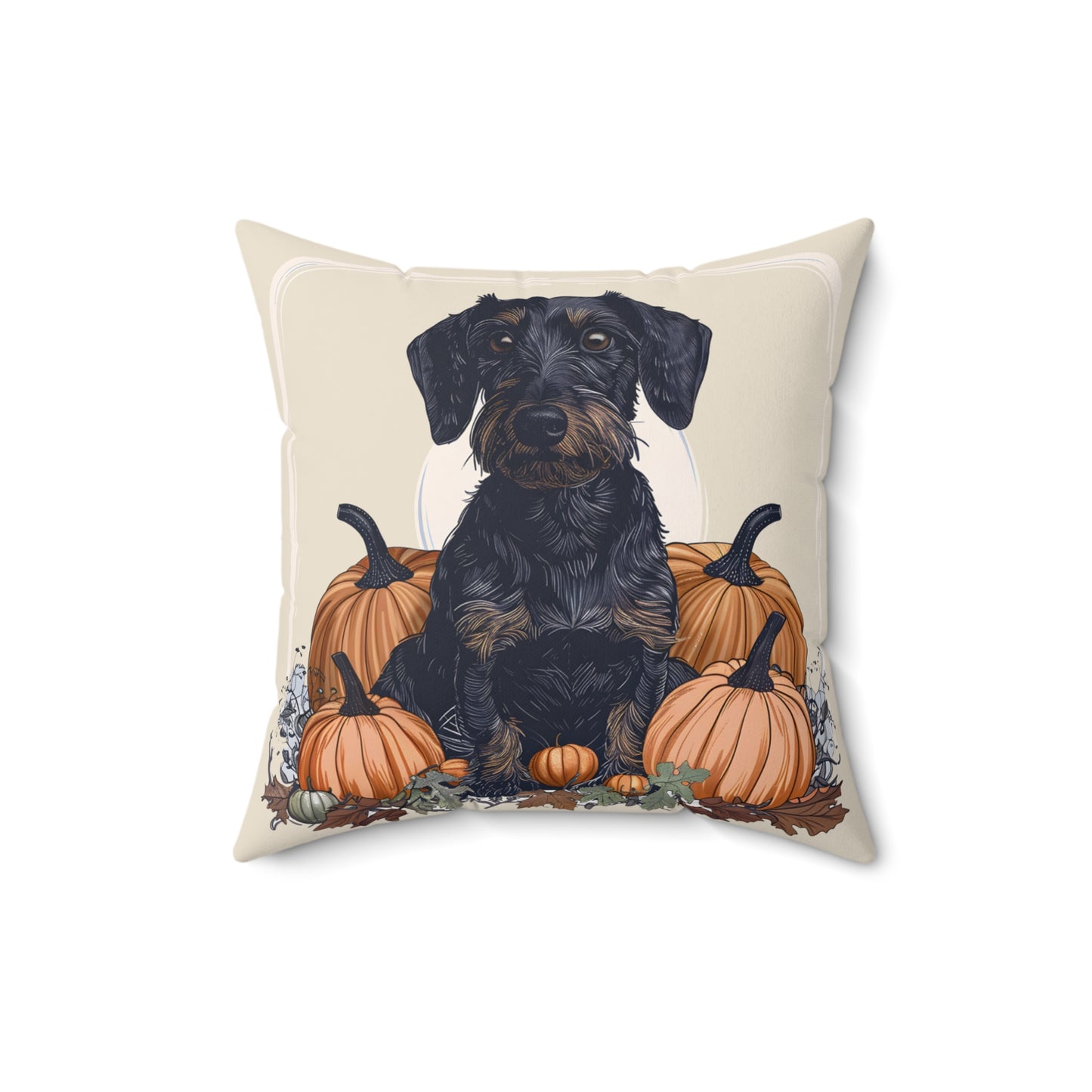 #22 Autumn Inspired Wire-Haired Dachshund Throw Pillow