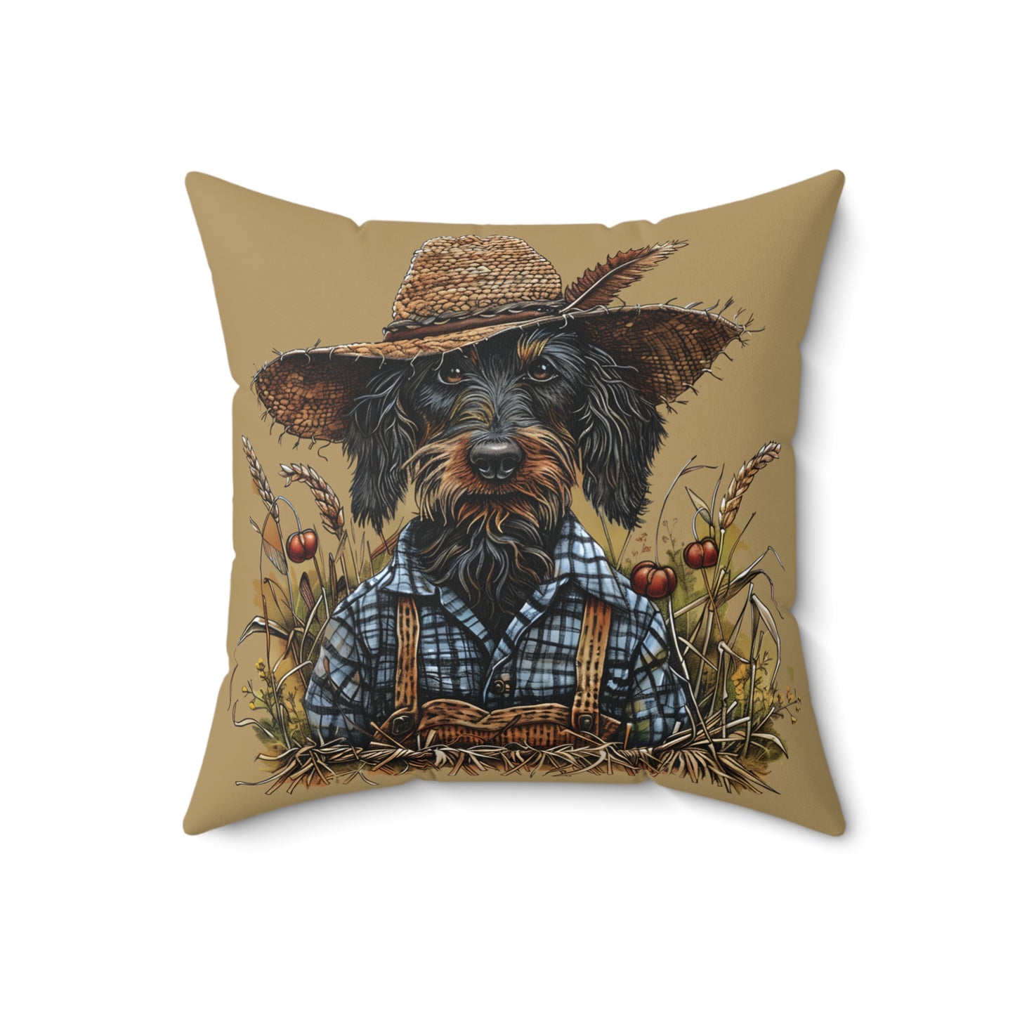 #19 Autumn Inspired Wire-Haired Dachshund Throw Pillow