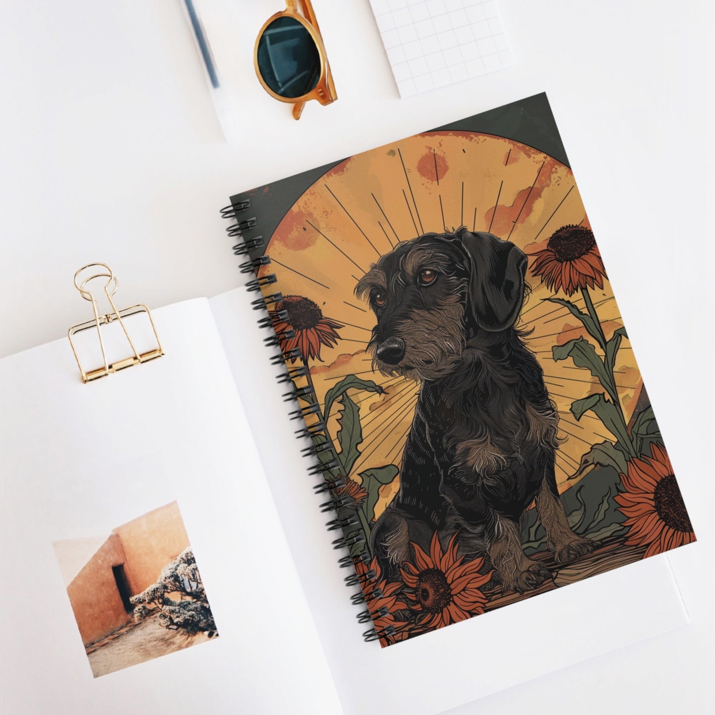"Moody" Wire-Haired Dachshund Ruled Line Spiral Notebook
