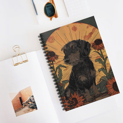 "Moody" Wire-Haired Dachshund Ruled Line Spiral Notebook
