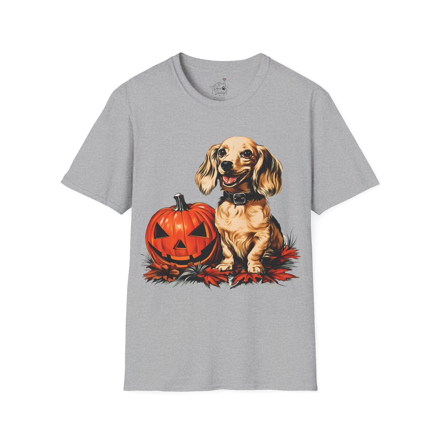 "Shiny" Cream-Colored Long-Haired Dachshund Halloween Unisex Softstyle T-Shirt