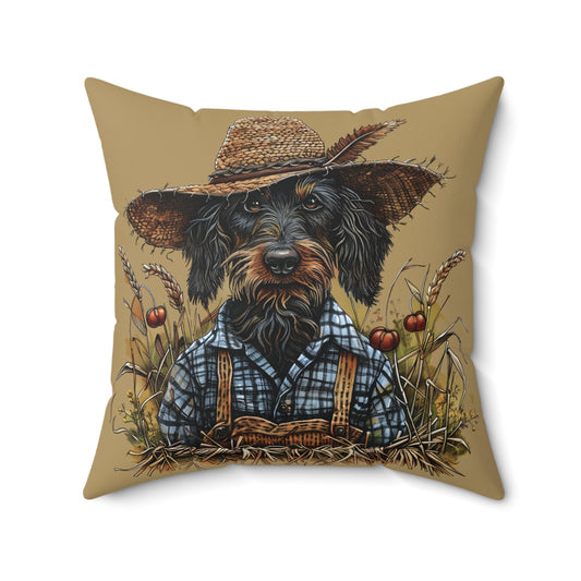 #19 Autumn Inspired Wire-Haired Dachshund Throw Pillow