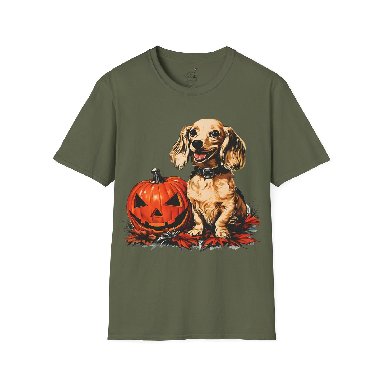 "Shiny" Cream-Colored Long-Haired Dachshund Halloween Unisex Softstyle T-Shirt