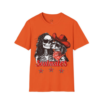 "Smooth Soulmates" Smooth-Haired Dachshund Halloween Unisex Softstyle T-Shirt