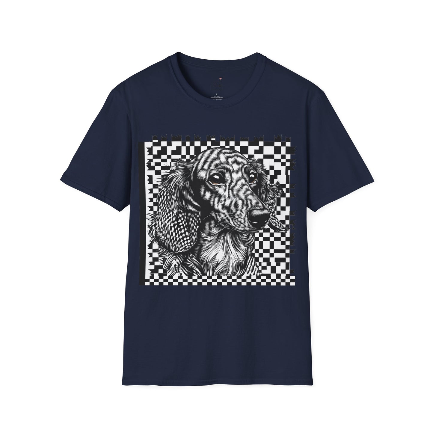 "Long Checked" Long-Haired Dachshund Unisex Softstyle T-Shirt