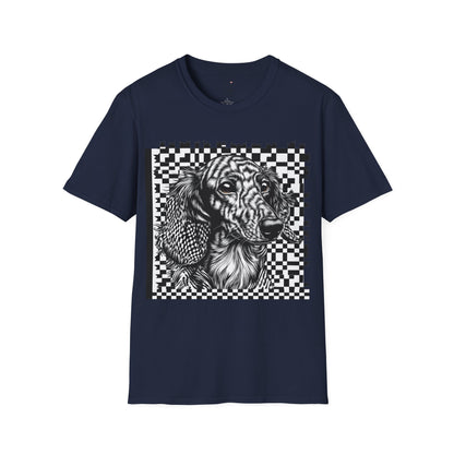 "Long Checked" Long-Haired Dachshund Unisex Softstyle T-Shirt