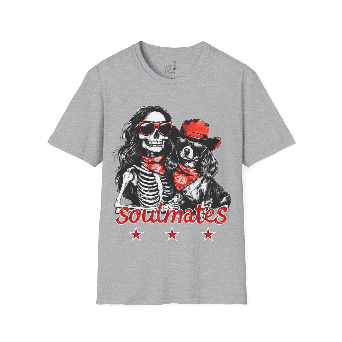 "Long-Time Soulmates" Long-Haired Dachshund Halloween Unisex Softstyle T-Shirt