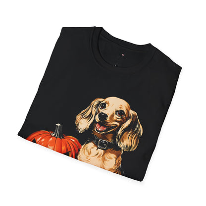 "Shiny" Cream-Colored Long-Haired Dachshund Halloween Unisex Softstyle T-Shirt