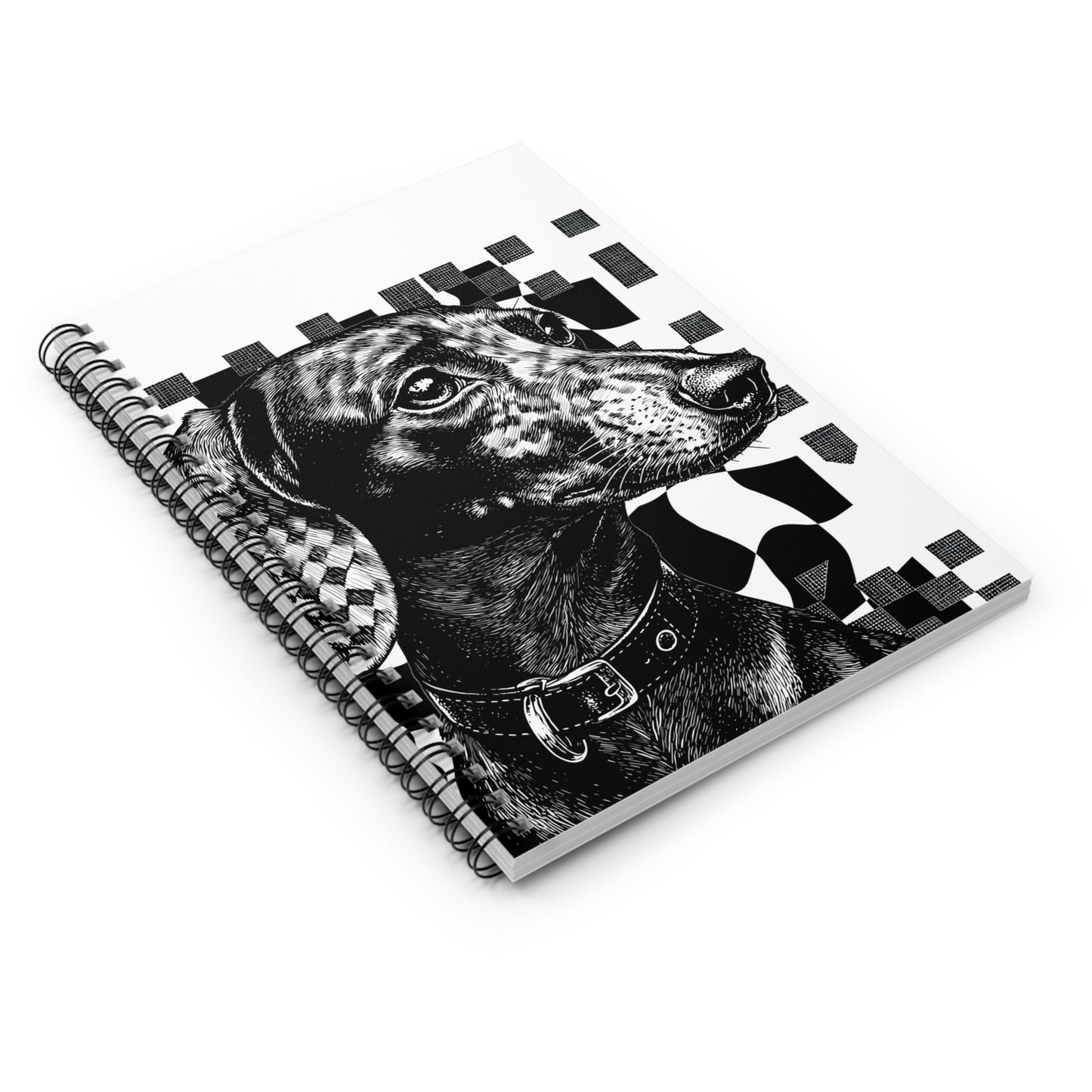 "Smooth Checked" Smooth-Haired Dachshund Ruled Line Spiral Notebook