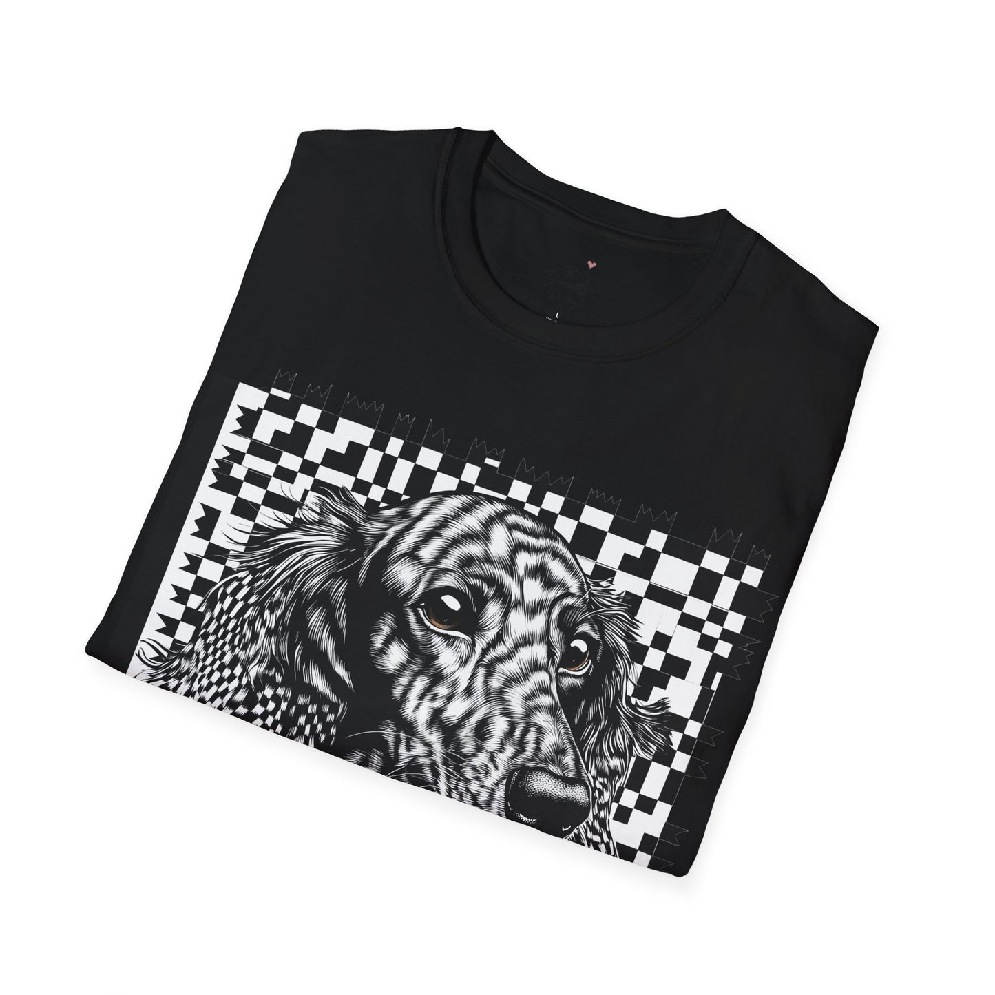 "Long Checked" Long-Haired Dachshund Unisex Softstyle T-Shirt
