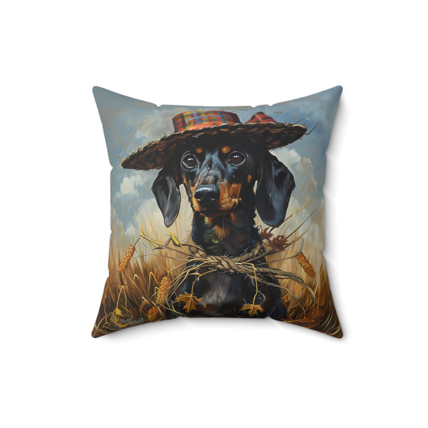 #10 Autumn Inspired Black & Tan Smooth-Haired Dachshund Throw Pillow